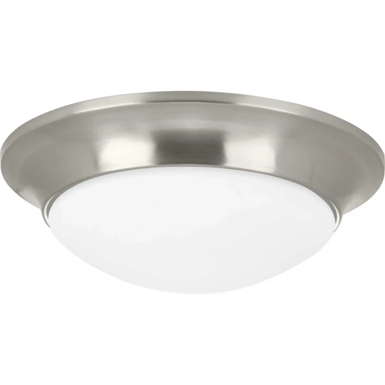 Brushed Nickel One Light Flush Mount from the Etched Opal Dome Collection