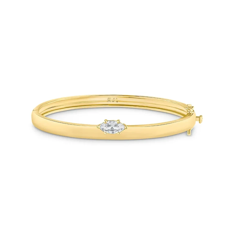 Kenneth Jay Lane Marquise Cubic Zirconia Thin Bangle Bracelet in 14K Gold Plated