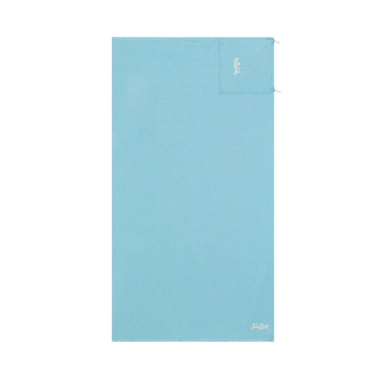 Mc2 Saint Barth Light Blue Honeycomb Cotton Foutasac Beach Towel Sky - Unisex