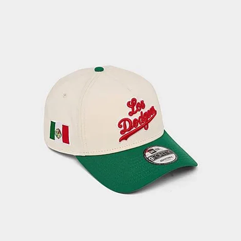 New Era Los Angeles Dodgers MLB 9FORTY A-Frame Snapback Hat in Chrome/Green