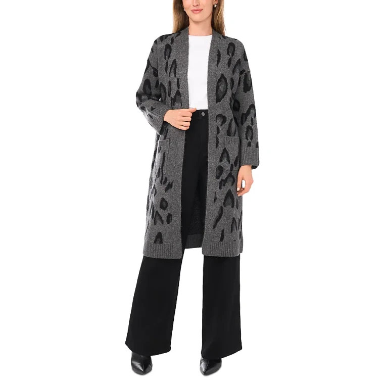Vince Camuto Open Front Animal Print Cardigan
