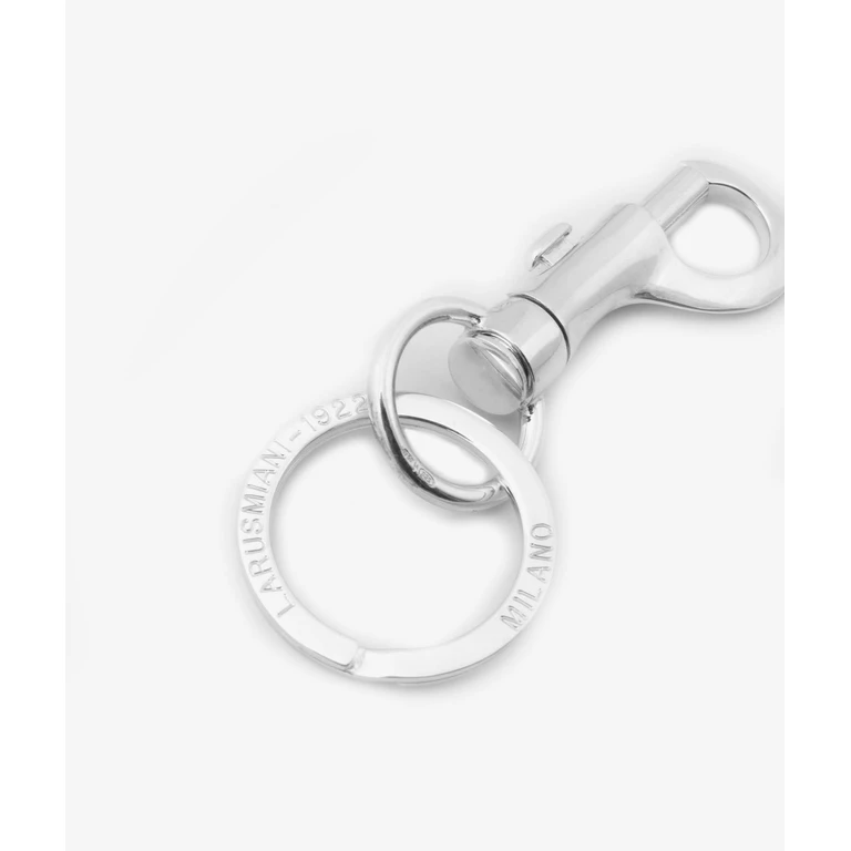 Larusmiani Carabiner Key Ring Silver Holder - Unisex