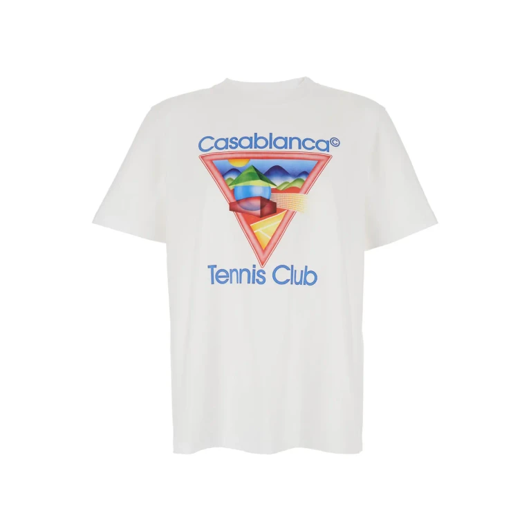 Casablanca White Crewneck T-shirt With Logo On The Front In Cotton Man