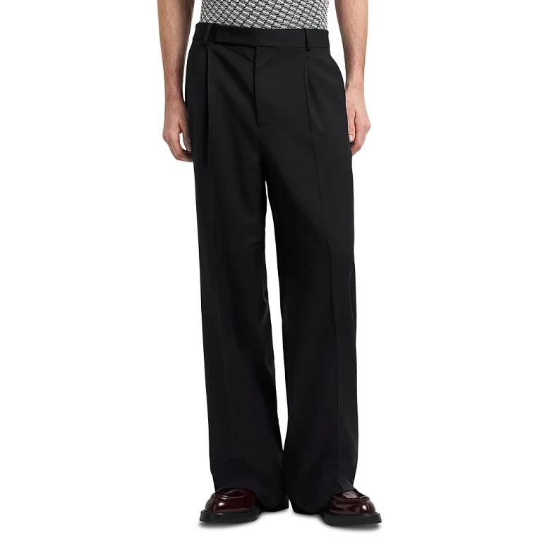 Emporio Armani Saglia Wide Leg Wool Trousers