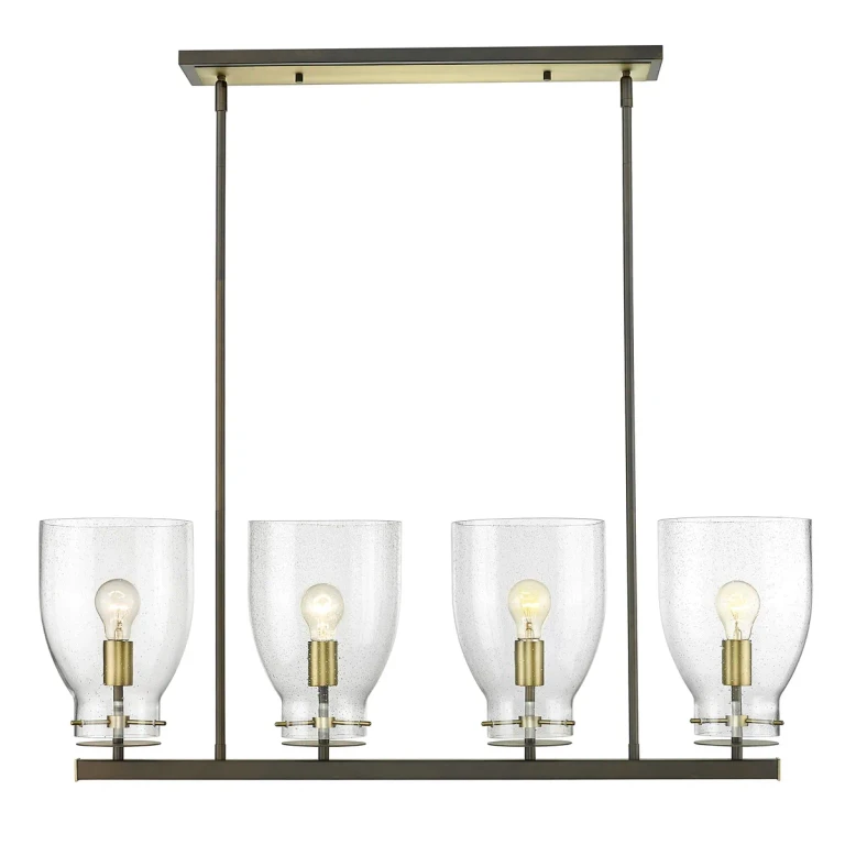 Oil Rubbed Bronze and Antique Brass Four Light Chandelier from the Shelby Collection