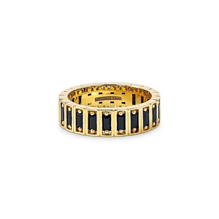 Suzanne Kalan Men's 18K Yellow Gold Inlay Black Sapphire Eternity Band