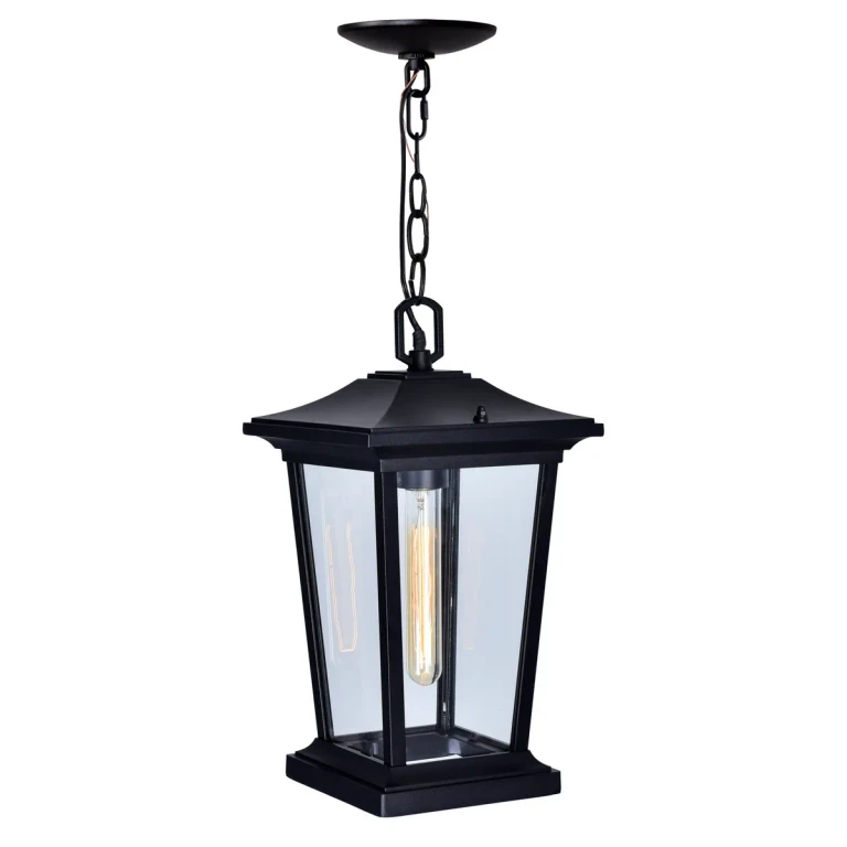 Black One Light Outdoor Hanging Pendant from the Leawood Collection