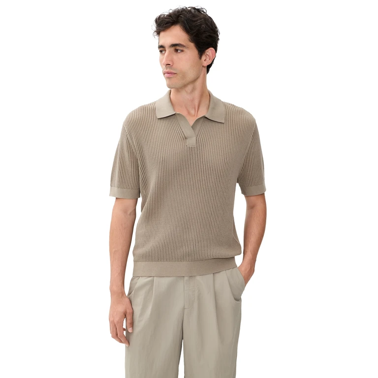 AUTO-REPLY Knit Mesh Polo Shirt Pumice L