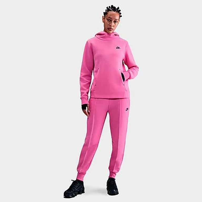 Nike Women's Sportswear Tech Fleece Hoodie in Playful Pink/Black Size: XS