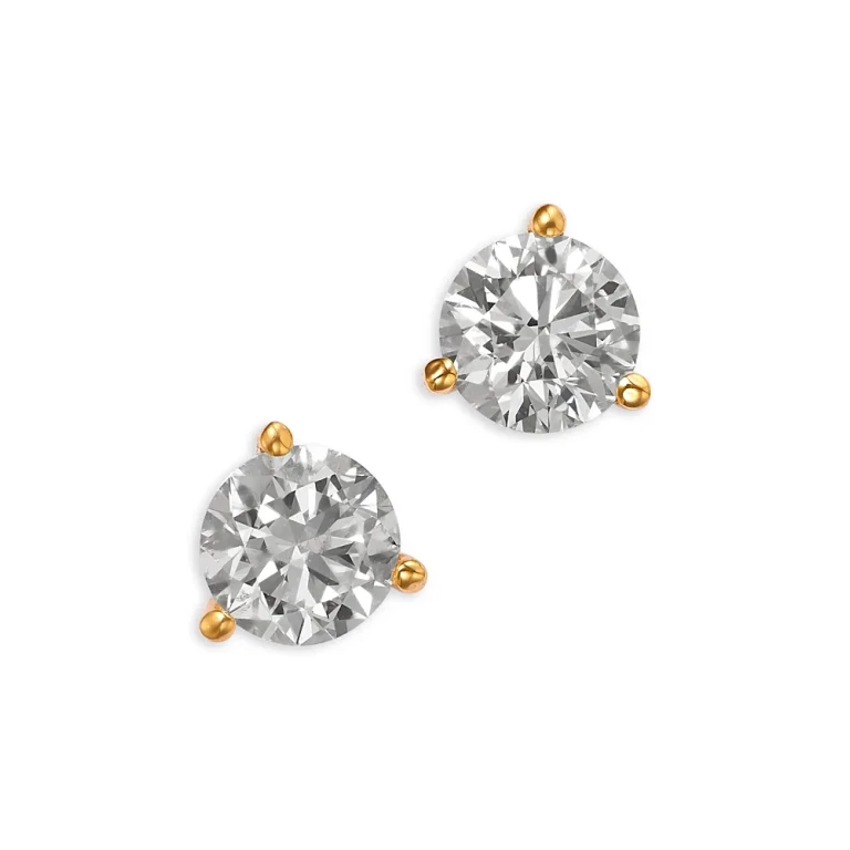Certified Diamond Martini Set Stud Earrings in 14K Yellow Gold, 2.0 tcw