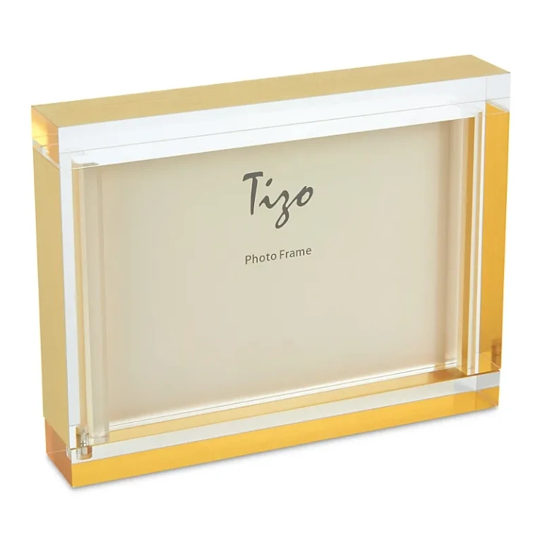 Tizo Gold Edged Lucite Box Photo Frame 5 x 7