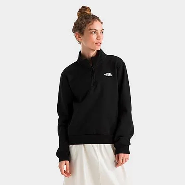 The North Face Women's North Face Box Evolution Simple Dome Quarter-Zip Sweatshirt in Smokey Brown Size: Small
