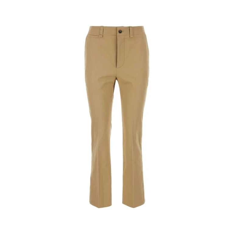 Saint Laurent Camel Cotton Pant Beige Exterior: Pantaloni - Women
