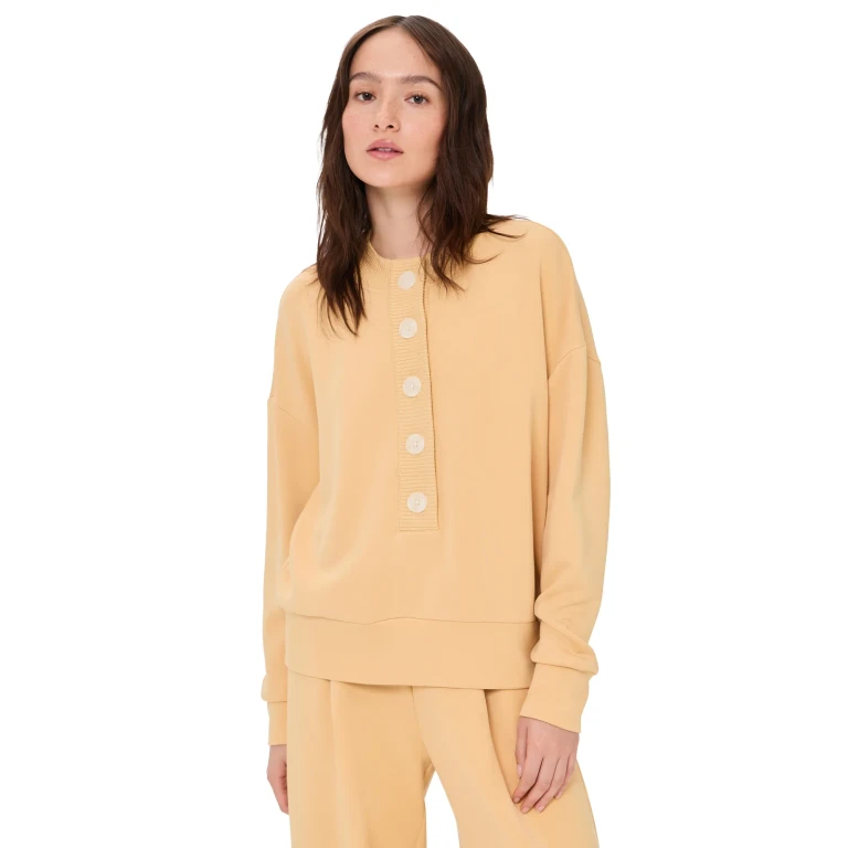 Varley Reena Button Front Sweatshirt Sahara Sun XXS