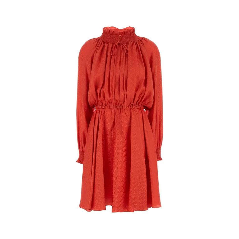 Fendi Coral Silk Mini Dress Bitter-25 Exterior: Abiti - Women