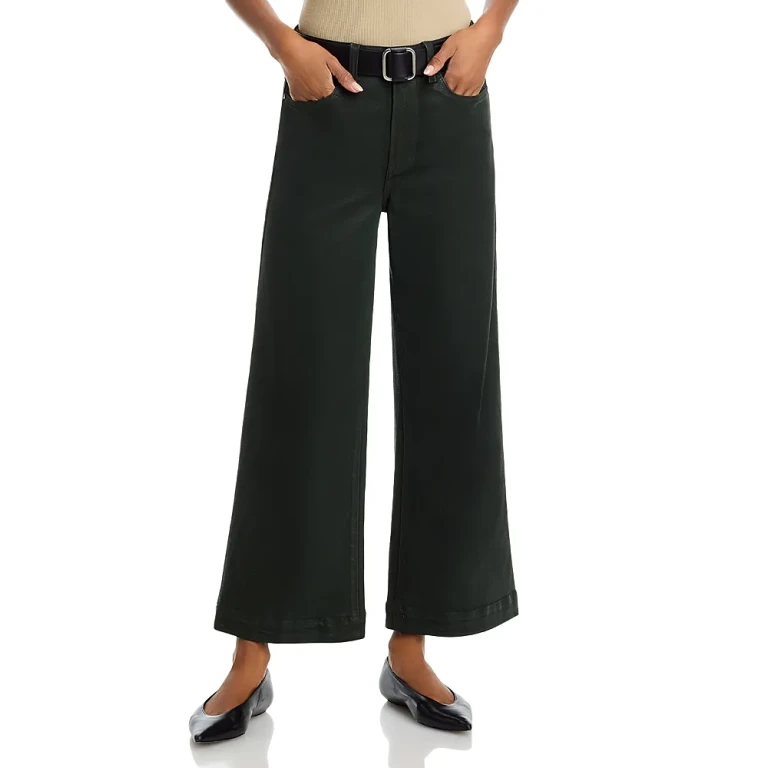 Paige Anessa High Rise Wide Leg Jeans in Dark Rosin Luxe Coating
