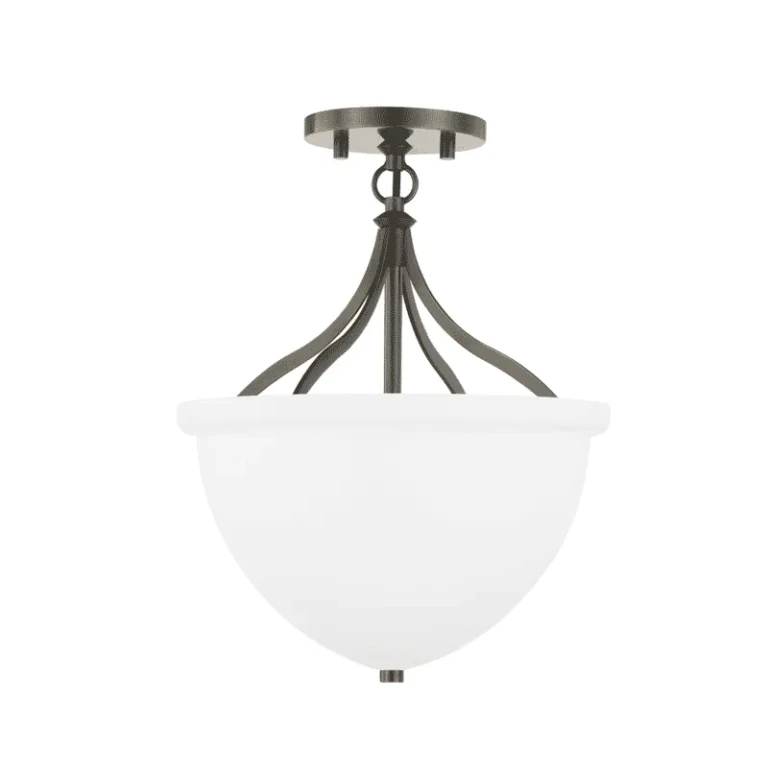 Distressed Bronze One Light Semi Flush from the Browne Collection