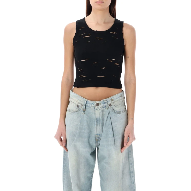 R13 Black Distressed Rib Tank