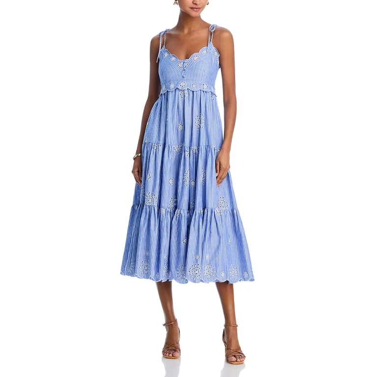 Cinq a Sept Embroidered Stripe Dress