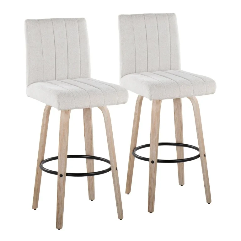 Hank 30" Light Gray and Whitewashed Swivel Barstools - Set of 2