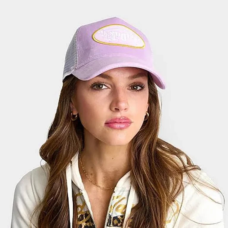 Von Dutch Reverse Logo Velvet Trucker Hat in Light Purple