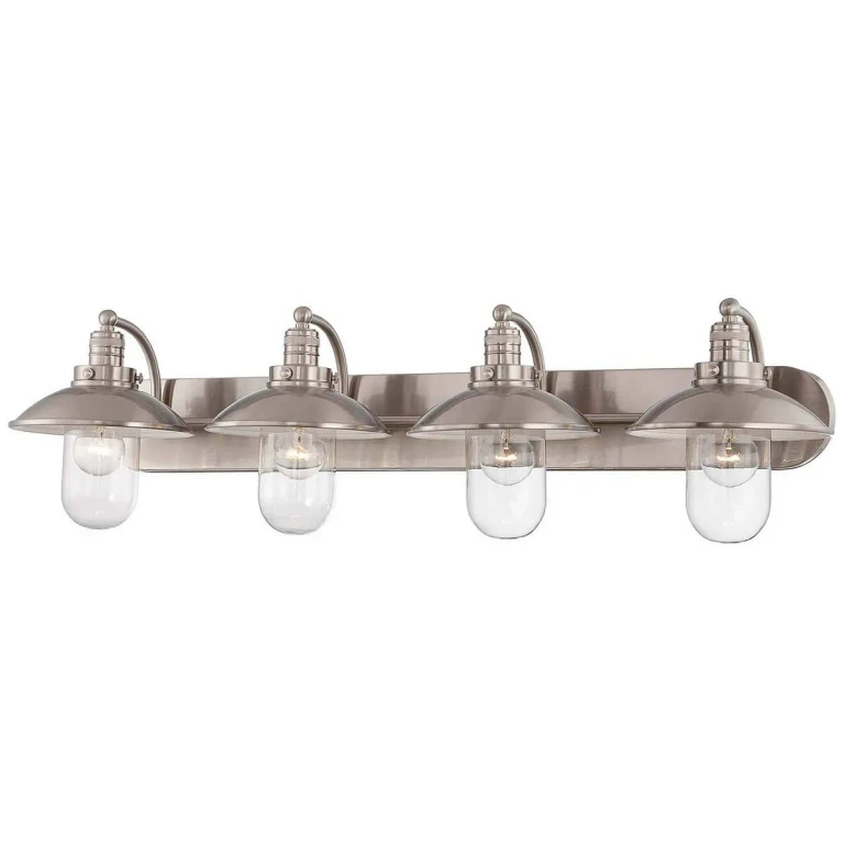 Downtown Edison 4-Light Bathroom Vanity Light in Brushed Nickel