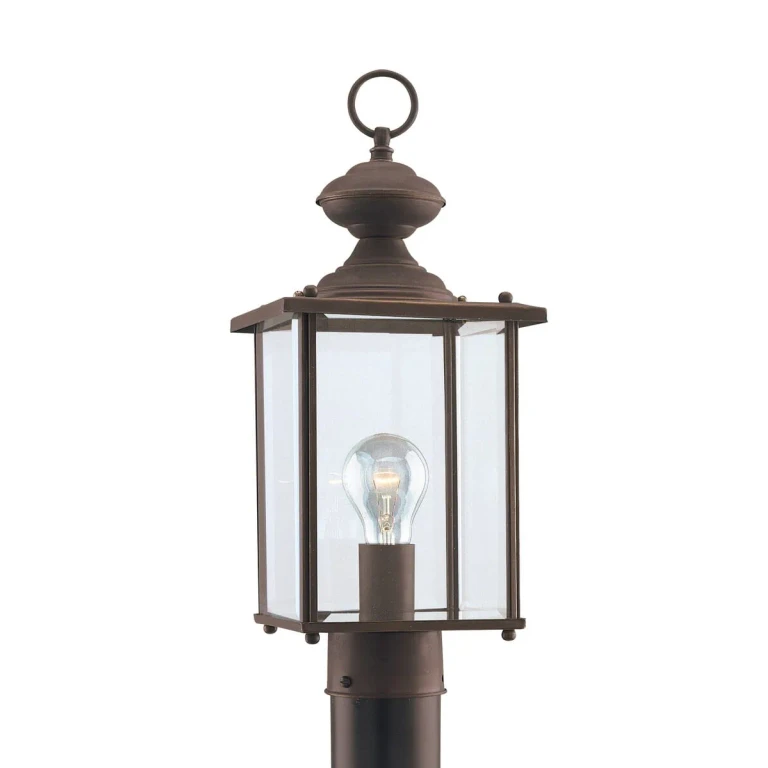 Antique Bronze One Light Outdoor Post Lantern from the Jamestowne Collection