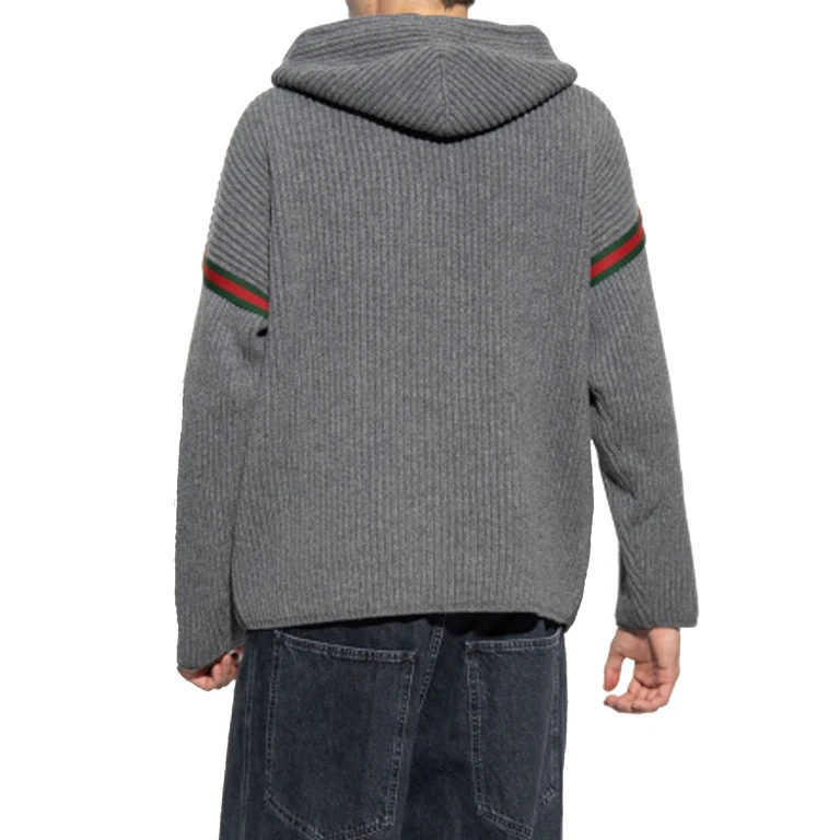 Gucci Wool Zipped Sweatshirt Gray Cashmere - Men