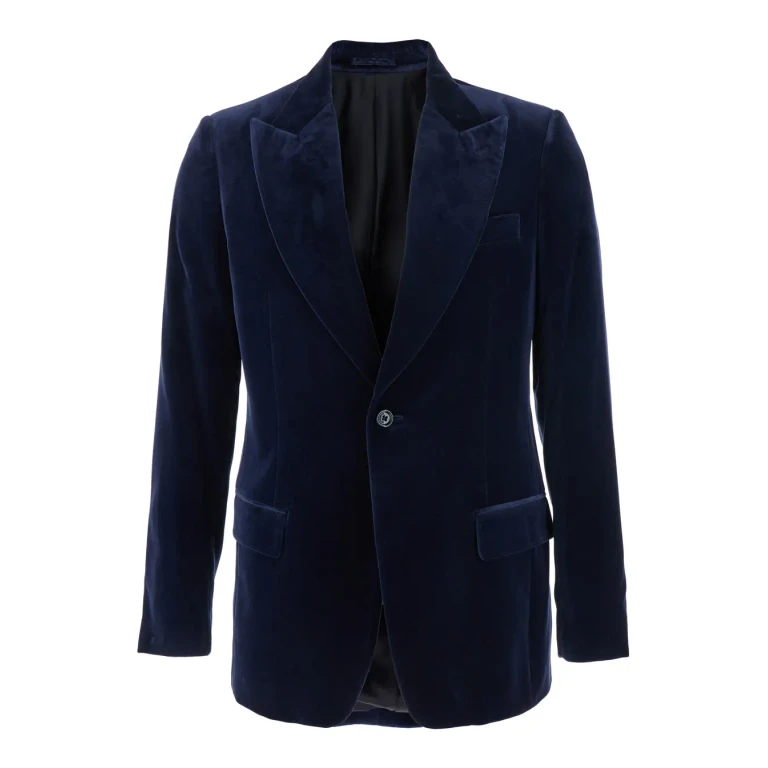 Lardini Blue Single-breasted Jacket With Pointed Lapels In Velvet Man
