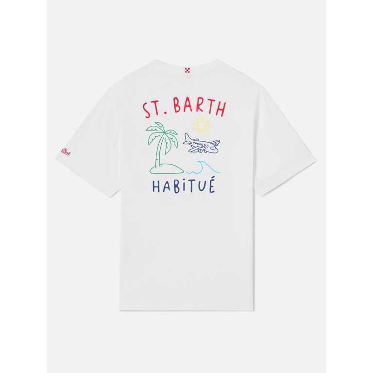 Mc2 Saint Barth White Portland T-Shirt With St. Barth Habitué Embroidery - Men