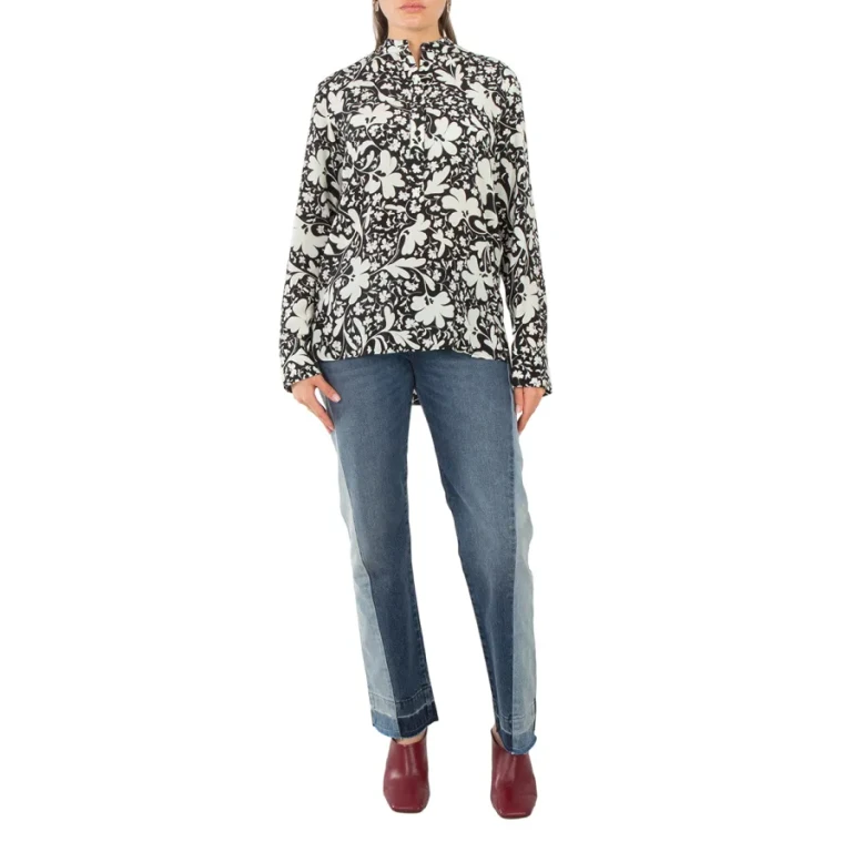Stella McCartney Black Silk Forest Floral Print Shirt