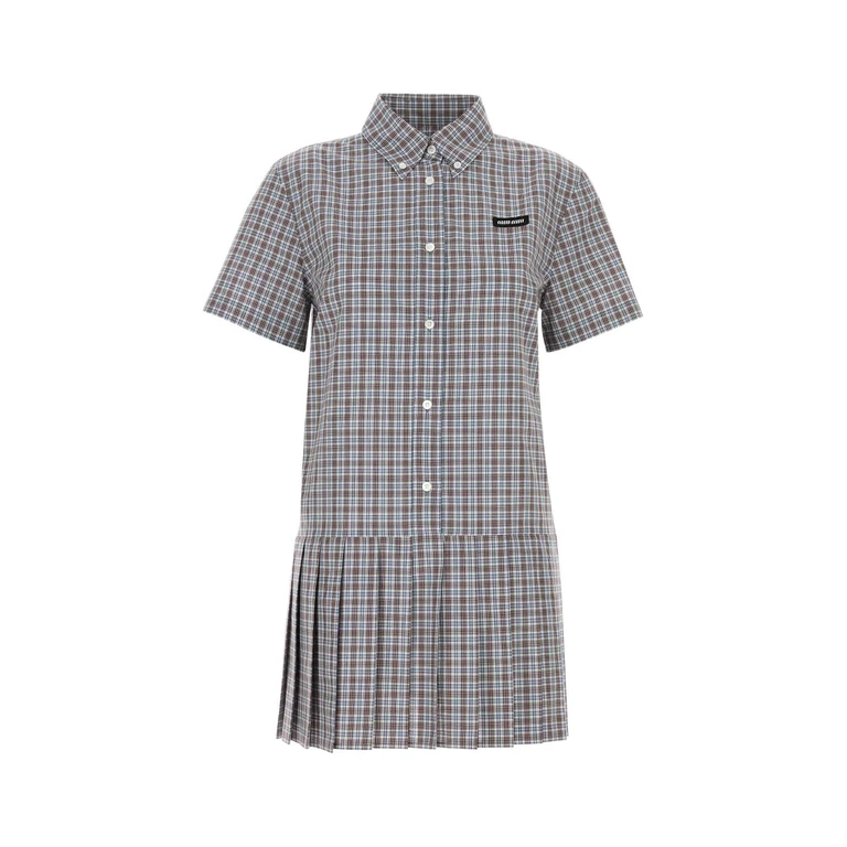 Miu Miu Embroidered Cotton Mini Shirt Dress Aviobordeaux Co-trochusniloticus Abiti - Women