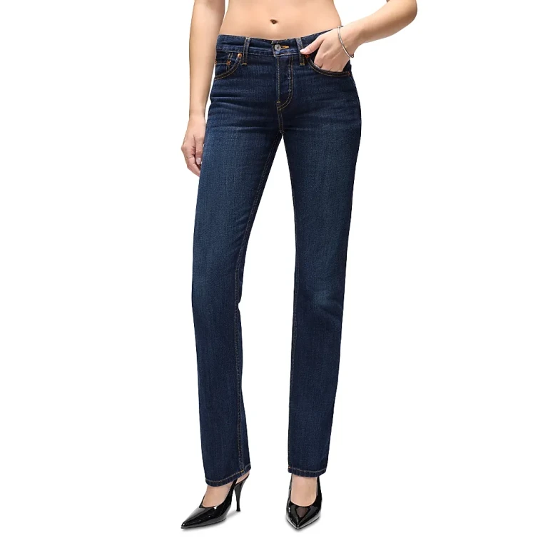 Re/Done The Slim Cig Mid Rise Jeans in Dark Lady Blue