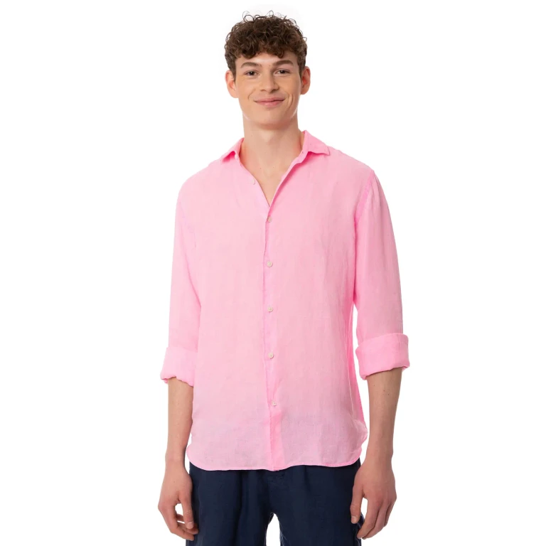 MC2 Saint Barth Pamplona Fluo Pink Linen Shirt