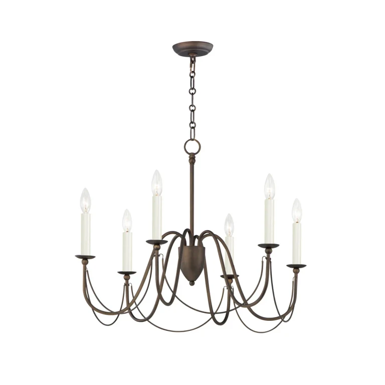 Chestnut Bronze Six Light Chandelier from the Plumette Collection