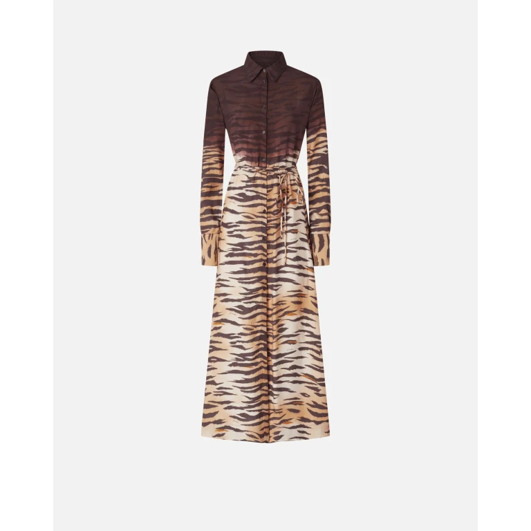 Pinko Langes Animal-Print Hemdblusenkleid