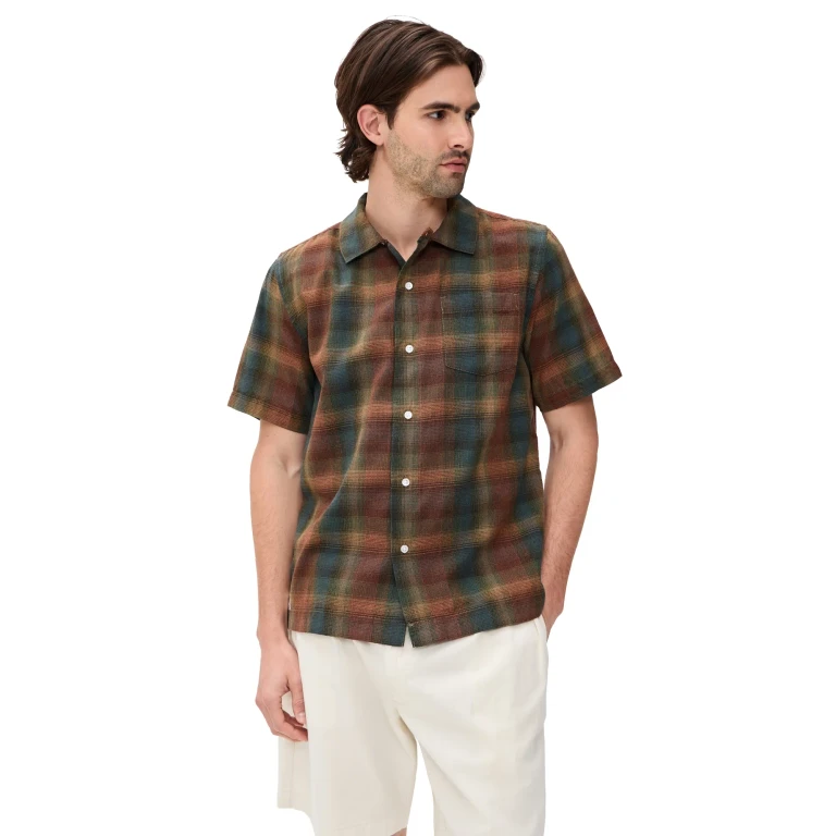 Service Works Plaid Resort Shirt Brown S