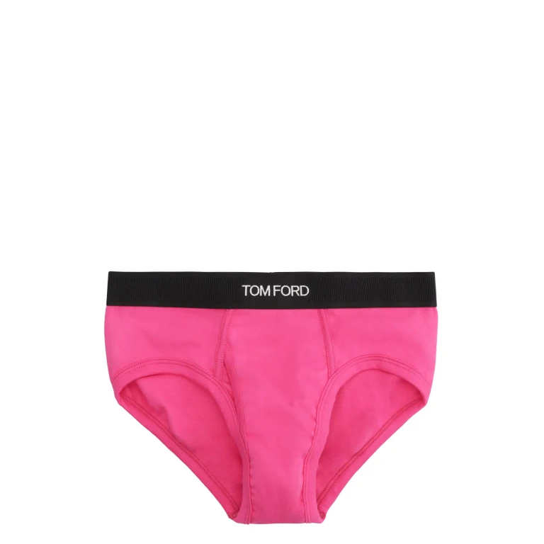 Contrast Logo Waistband Stretch-Cotton Briefs (T4LC11040272)