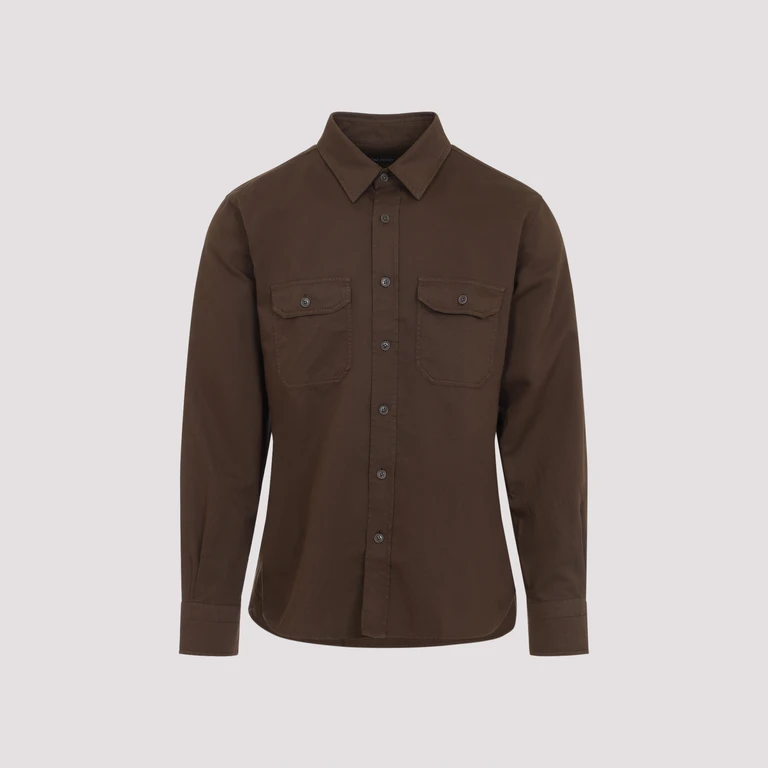 Tom Ford Military Shirt Green Cotton Linen - Men