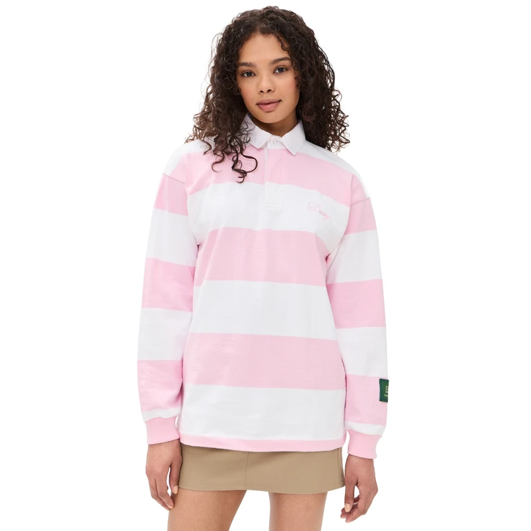 DANZY Signature Rugby Tee Pink/White L