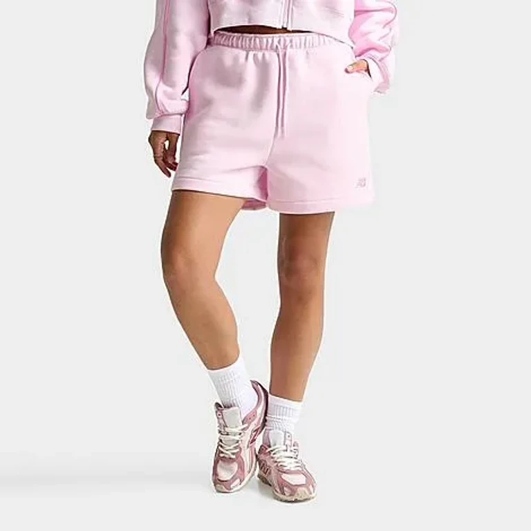 New Balance Women's Piped Fleece Shorts in Light Raspberry Size: XS