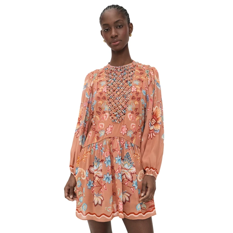 FARM Rio Mocha Lace Dress Boho Enhance Mocha L