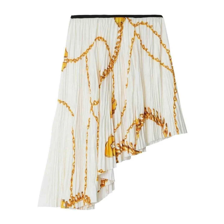 Burberry White Chain-print Asymmetric Skirt