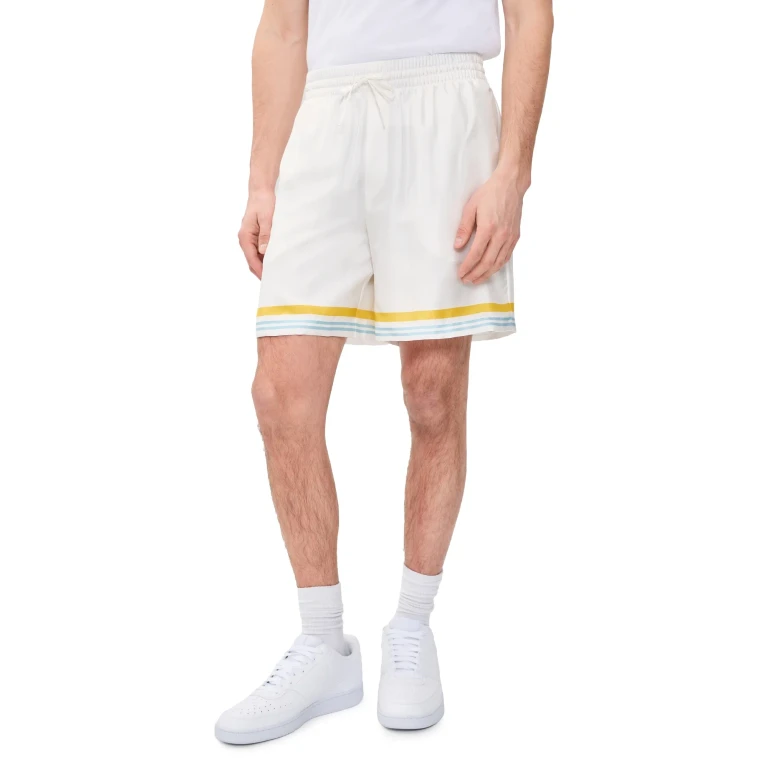 Casablanca Tennis Landscape Silk Shorts White M