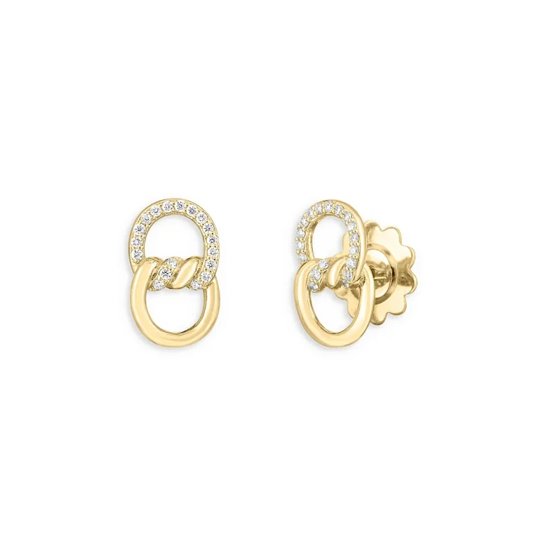 Roberto Coin 18K Gold Cialoma Diamond Pave Twist Stud Earrings