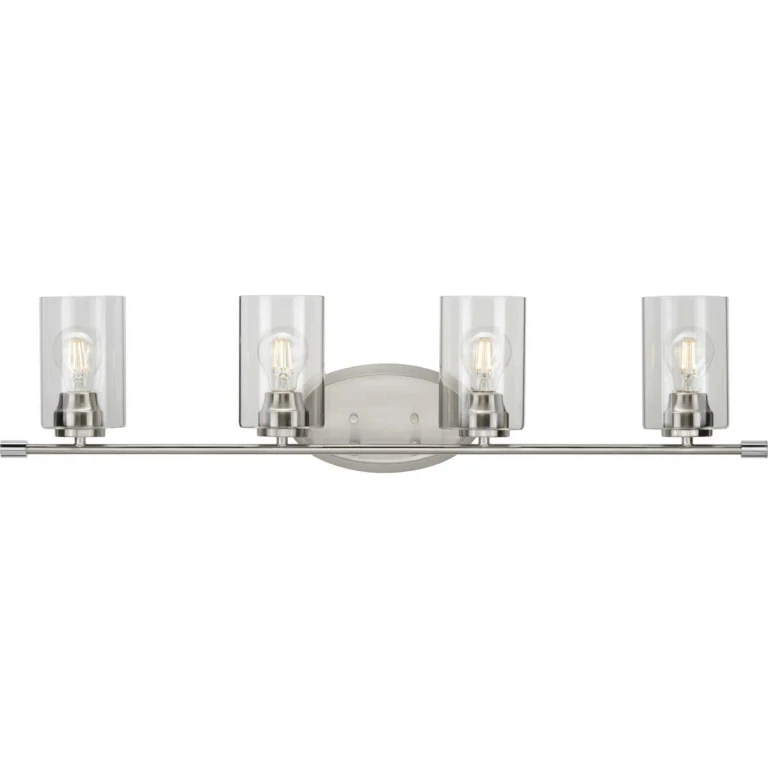 Brushed Nickel Four Light Bath from the Riley Collection