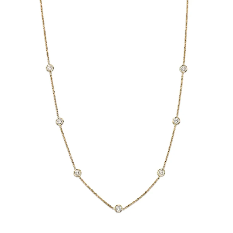 Diamond Bezel Station Necklace in 14K Yellow Gold, 2.1 tcw