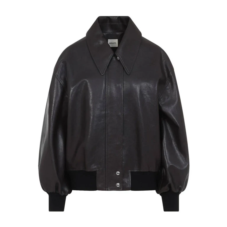 Khaite Blouson En Cuir - Marron Foncé