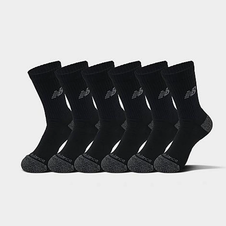 New Balance Active Crew Socks (6-Pack) in Black Size: Small