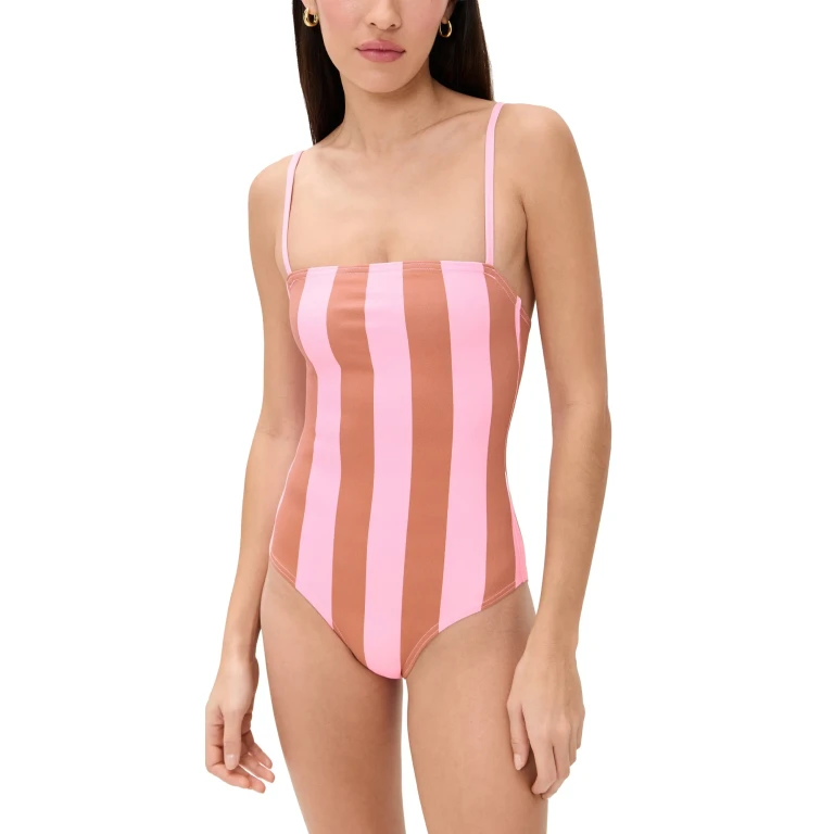 Hill House Home Giana Swimsuit Coral Cabana Stripe XL
